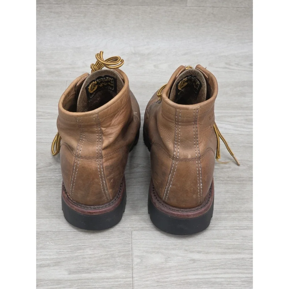 Vintage Chippewa USA Leather Work Boots Mens 6D Brown Lace Up Logger Vibram